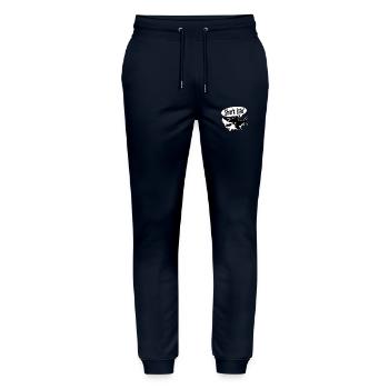 Hai-Biss! - Lustiger Hai - Stanley/Stella Unisex Bio Jogginghose Mover  - Navy - Vorne - Marisol (170cm) & Nik (191cm)