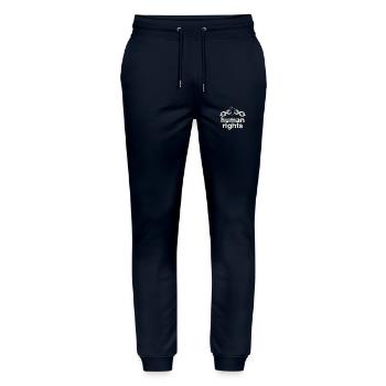 Human Rights - Stanley/Stella Mover Unisex Organic Jogging Trousers - navy - Front - Marisol (170cm) & Nik (191cm)