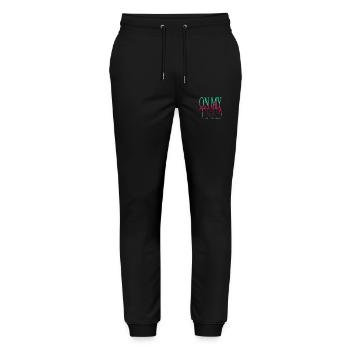jokes present idea internet sayings funny sayings - Stanley/Stella Mover Unisex Organic Jogging Trousers - black - Front - Marisol (170cm) & Nik (191cm)
