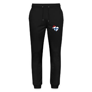 Coeur de Noël drapeau Finlande - Pantalon de jogging bio MOVER Stanley/Stella unisexe - noir - Devant - Marisol (170cm) & Nik (191cm)