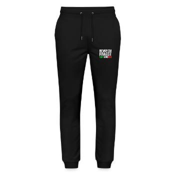 Italy Italian Vaffanculo - Stanley/Stella Mover Unisex Organic Jogging Trousers - black - Front - Marisol (170cm) & Nik (191cm)