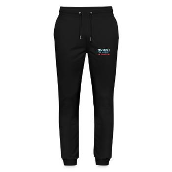 Fenster? Du Meinst Luftschächte - Stanley/Stella Unisex Bio Jogginghose Mover  - Schwarz - Vorne - Marisol (170cm) & Nik (191cm)