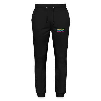 Kameragurt, Teurer Als Dein Outfit - Stanley/Stella Unisex Bio Jogginghose Mover  - Schwarz - Vorne - Marisol (170cm) & Nik (191cm)