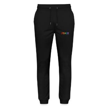 Friedens-Regenbogen - Stanley/Stella Unisex Bio Jogginghose Mover  - Schwarz - Vorne - Marisol (170cm) & Nik (191cm)