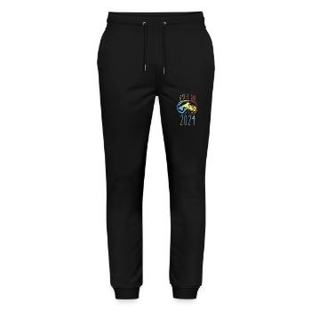 Apres Ski 2024 Berge Bunt - Stanley/Stella Unisex Bio Jogginghose Mover  - Schwarz - Vorne - Marisol (170cm) & Nik (191cm)