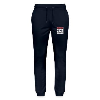 Blockout Celebrities 2024 | Farben änderbar - Stanley/Stella Unisex Bio Jogginghose Mover  - Navy - Vorne - Marisol (170cm) & Nik (191cm)