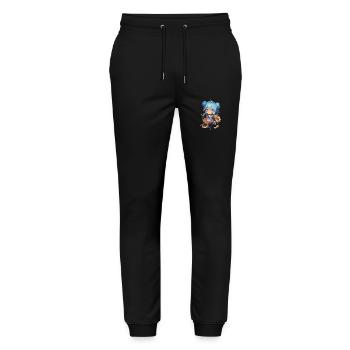 Mädchen mit Blumen - Stanley/Stella Unisex Bio Jogginghose Mover  - Schwarz - Vorne - Marisol (170cm) & Nik (191cm)