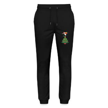 Christmas Tree Tropical Bird Toucan Bird of Paradise - Stanley/Stella Mover Unisex Organic Jogging Trousers - black - Front - Marisol (170cm) & Nik (191cm)