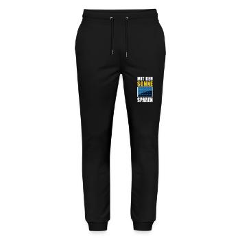 Mit der Sonne sparen - Photovoltaik - Solarenergie - Stanley/Stella Unisex Bio Jogginghose Mover  - Schwarz - Vorne - Marisol (170cm) & Nik (191cm)