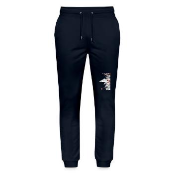 Japanese Temple - Stanley/Stella Mover Unisex Organic Jogging Trousers - navy - Front - Marisol (170cm) & Nik (191cm)