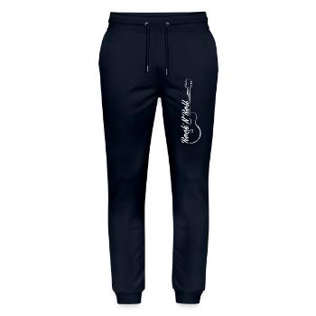 Rock n Roll Guitar - Stanley/Stella Mover Unisex Organic Jogging Trousers - navy - Front - Marisol (170cm) & Nik (191cm)