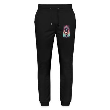 Anime Goth Girl Kawaii Pastel Streetwear - Stanley/Stella Mover Unisex Organic Jogging Trousers - black - Front - Marisol (170cm) & Nik (191cm)