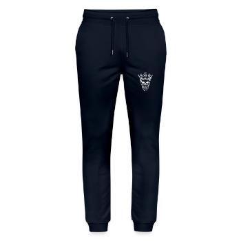 Grin Skull King - Stanley/Stella Mover Unisex Organic Jogging Trousers - navy - Front - Marisol (170cm) & Nik (191cm)