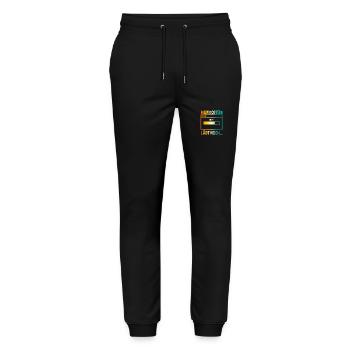 Carnaval de Jecken Carnaval - Pantalon de jogging bio MOVER Stanley/Stella unisexe - noir - Devant - Marisol (170cm) & Nik (191cm)