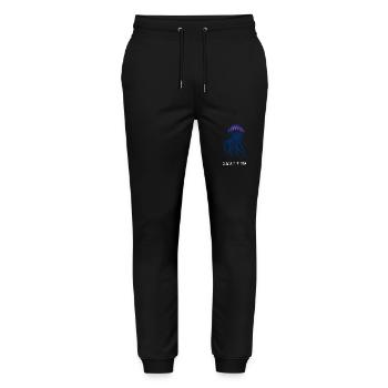 Glow With The Flow, Jellyfish with Tentacles, Saying - Stanley/Stella Mover Unisex Organic Jogging Trousers - black - Front - Marisol (170cm) & Nik (191cm)