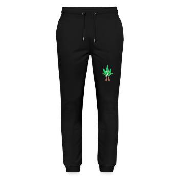 Der Bloom - Weed Cannabis Stoned Hanf Marihuana - Stanley/Stella Unisex Bio Jogginghose Mover  - Schwarz - Vorne - Marisol (170cm) & Nik (191cm)