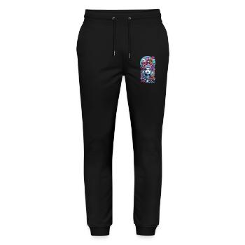 Psychedelic Goa Mushroom Girl Trance Festival Design - Stanley/Stella Mover Unisex Organic Jogging Trousers - black - Front - Marisol (170cm) & Nik (191cm)
