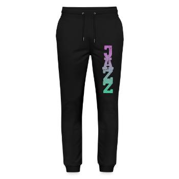 Jazz Music Retro - Stanley/Stella Mover Unisex Organic Jogging Trousers - black - Front - Marisol (170cm) & Nik (191cm)