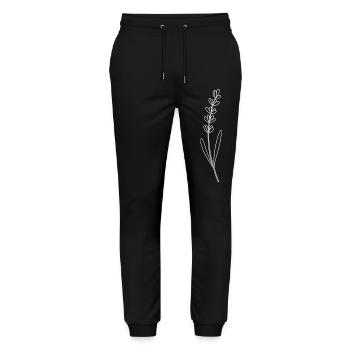 Lavender Line Drawing - Stanley/Stella Mover Unisex Organic Jogging Trousers - black - Front - Marisol (170cm) & Nik (191cm)