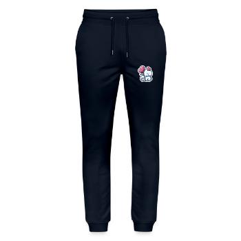 Cute baby elephant with heart balloon elephant mom - Stanley/Stella Mover Unisex Organic Jogging Trousers - navy - Front - Marisol (170cm) & Nik (191cm)