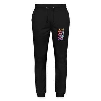 Pig Animal - Stanley/Stella Mover Unisex Organic Jogging Trousers - black - Front - Marisol (170cm) & Nik (191cm)