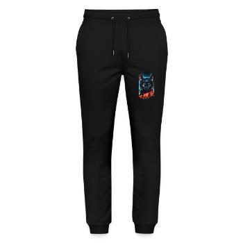 Cyber chat Urban city neon - Stanley/Stella Mover Unisex Organic Jogging Trousers - black - Front - Marisol (170cm) & Nik (191cm)