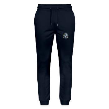 Monkey with DJ headphones and sunglasses - Stanley/Stella Mover Unisex Organic Jogging Trousers - navy - Front - Marisol (170cm) & Nik (191cm)