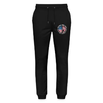 Unterstützen Sie Ihren Lokalen Pole Dancer Lineman - Stanley/Stella Unisex Bio Jogginghose Mover  - Schwarz - Vorne - Marisol (170cm) & Nik (191cm)