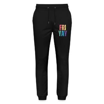 Fri Yay Teachers School Weekend Vibes - Stanley/Stella Unisex Bio Jogginghose Mover  - Schwarz - Vorne - Marisol (170cm) & Nik (191cm)