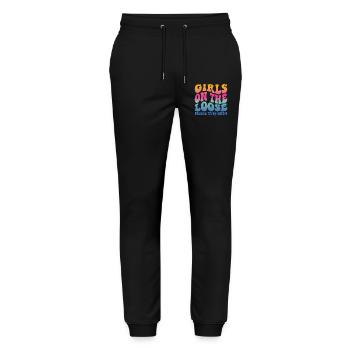 Girls On The Loose Mums Trip 2024 (en anglais seulement) - Pantalon de jogging bio MOVER Stanley/Stella unisexe - noir - Devant - Marisol (170cm) & Nik (191cm)