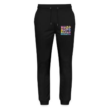 Weird Moms Build Character - Stanley/Stella Mover Unisex Organic Jogging Trousers - black - Front - Marisol (170cm) & Nik (191cm)
