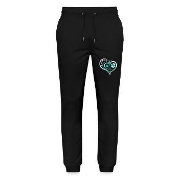 Buntes Herz mit Pfoten und Sternen - Stanley/Stella Unisex Bio Jogginghose Mover  - Schwarz - Vorne - Marisol (170cm) & Nik (191cm)