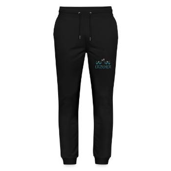 Erzieher Herzschlag Herz Kinder Beruf EKG türkis - Stanley/Stella Unisex Bio Jogginghose Mover  - Schwarz - Vorne - Marisol (170cm) & Nik (191cm)