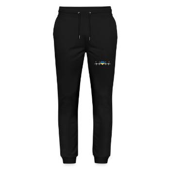 Ukraine Heartbeat - Stanley/Stella Mover Unisex Organic Jogging Trousers - black - Front - Marisol (170cm) & Nik (191cm)