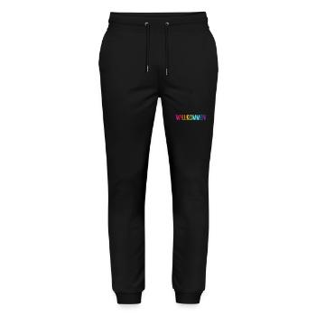 Willkommen - Stanley/Stella Unisex Bio Jogginghose Mover  - Schwarz - Vorne - Marisol (170cm) & Nik (191cm)