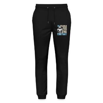 70th Birthday Funny Sayings - Stanley/Stella Mover Unisex Organic Jogging Trousers - black - Front - Marisol (170cm) & Nik (191cm)
