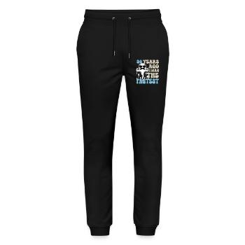 90th Birthday Funny Sayings - Stanley/Stella Mover Unisex Organic Jogging Trousers - black - Front - Marisol (170cm) & Nik (191cm)