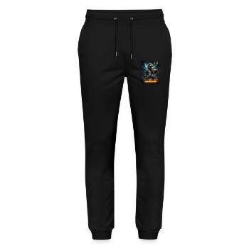 Basketball T Rex - Stanley/Stella Unisex Bio Jogginghose Mover  - Schwarz - Vorne - Marisol (170cm) & Nik (191cm)