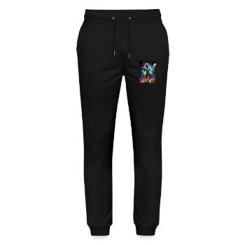 Basketball Unicorn Graffiti Splash - Stanley/Stella Mover Unisex Organic Jogging Trousers - black - Front - Marisol (170cm) & Nik (191cm)