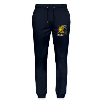 1971 Year of birth Birthday Football - Stanley/Stella Mover Unisex Organic Jogging Trousers - navy - Front - Marisol (170cm) & Nik (191cm)