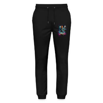 Basketball Löwe - Stanley/Stella Unisex Bio Jogginghose Mover  - Schwarz - Vorne - Marisol (170cm) & Nik (191cm)