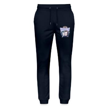 Hedgehog Hugs - Stanley/Stella Mover Unisex Organic Jogging Trousers - navy - Front - Marisol (170cm) & Nik (191cm)