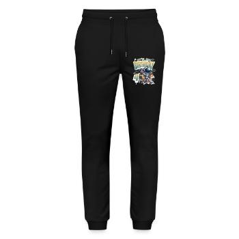Astronaute 4e anniversaire Chien de l'espace drôle - Pantalon de jogging bio MOVER Stanley/Stella unisexe - noir - Devant - Marisol (170cm) & Nik (191cm)