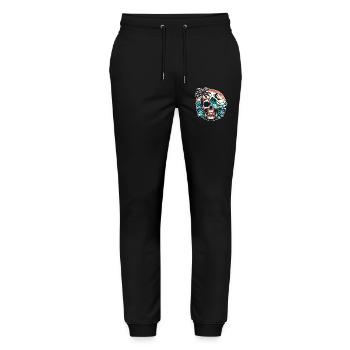 Surfing Surfer skull - Stanley/Stella Mover Unisex Organic Jogging Trousers - black - Front - Marisol (170cm) & Nik (191cm)