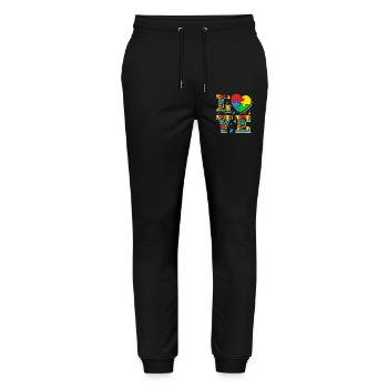 Autism Autistic Love - Stanley/Stella Mover Unisex Organic Jogging Trousers - black - Front - Marisol (170cm) & Nik (191cm)
