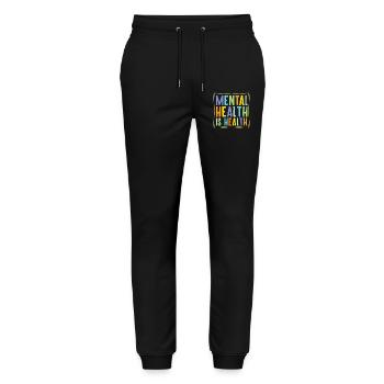 Mental Health is Health - Stanley/Stella Mover Unisex Organic Jogging Trousers - black - Front - Marisol (170cm) & Nik (191cm)