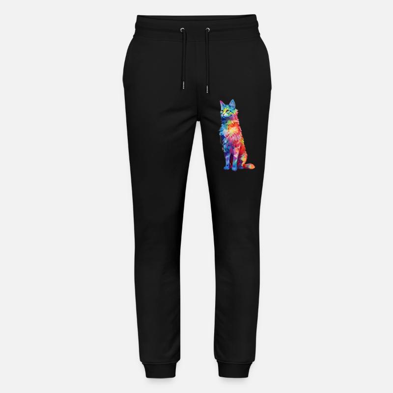 Farbig schöne Katze in verschiedenen Farbmustern - Stanley/Stella Unisex Bio Jogginghose Mover - Schwarz