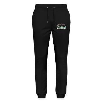 Lustiger Sukkulenten Spruch "You Succ" Kakteen - Stanley/Stella Unisex Bio Jogginghose Mover  - Schwarz - Vorne - Marisol (170cm) & Nik (191cm)