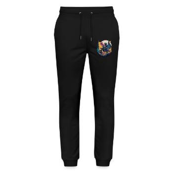 Motocross Biker Rennen Dirt Bike Motorrad Offroad - Stanley/Stella Unisex Bio Jogginghose Mover  - Schwarz - Vorne - Marisol (170cm) & Nik (191cm)