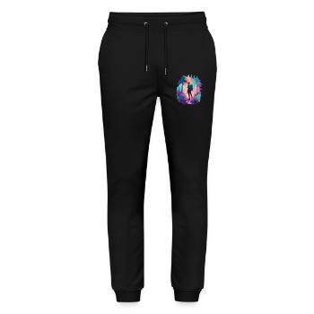 Hiking Nature Hiking Holiday Hikers in the forest - Stanley/Stella Mover Unisex Organic Jogging Trousers - black - Front - Marisol (170cm) & Nik (191cm)
